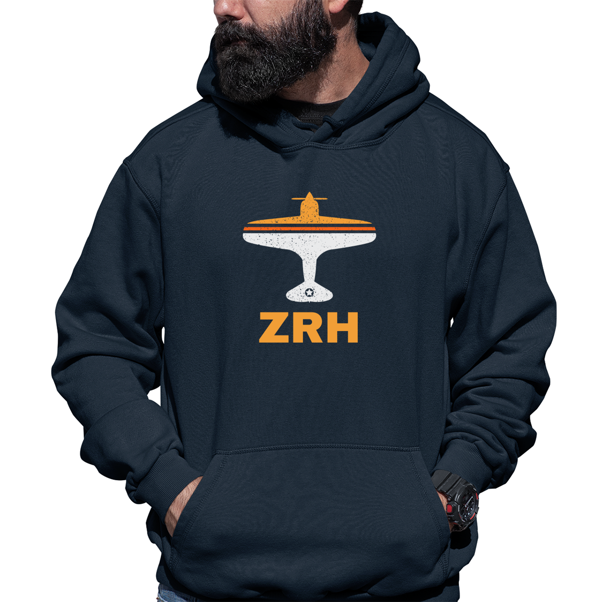 Fly Zurich ZRH Airport Unisex Hoodie | Navy