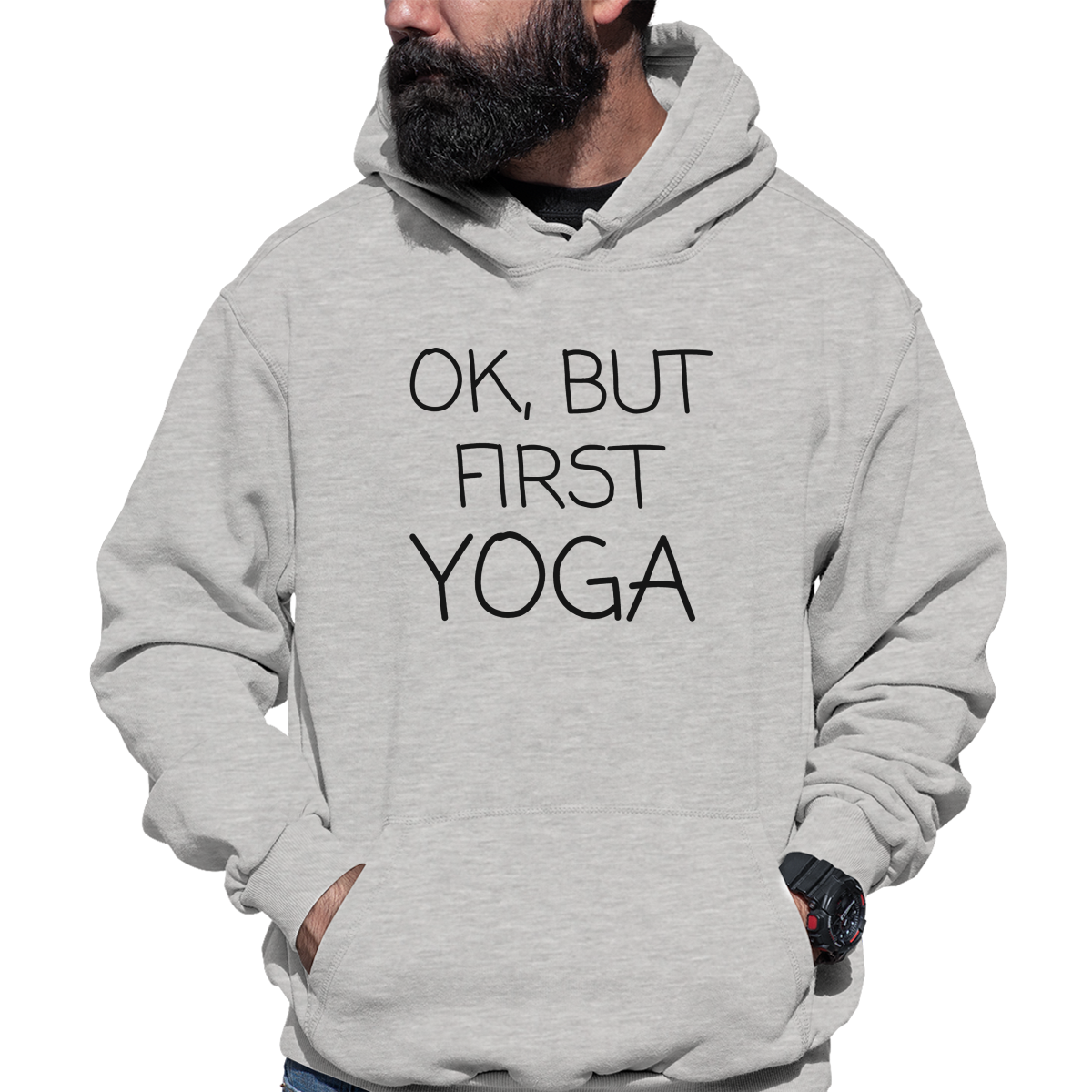 Ok But First Yoga Unisex Hoodie | Gray