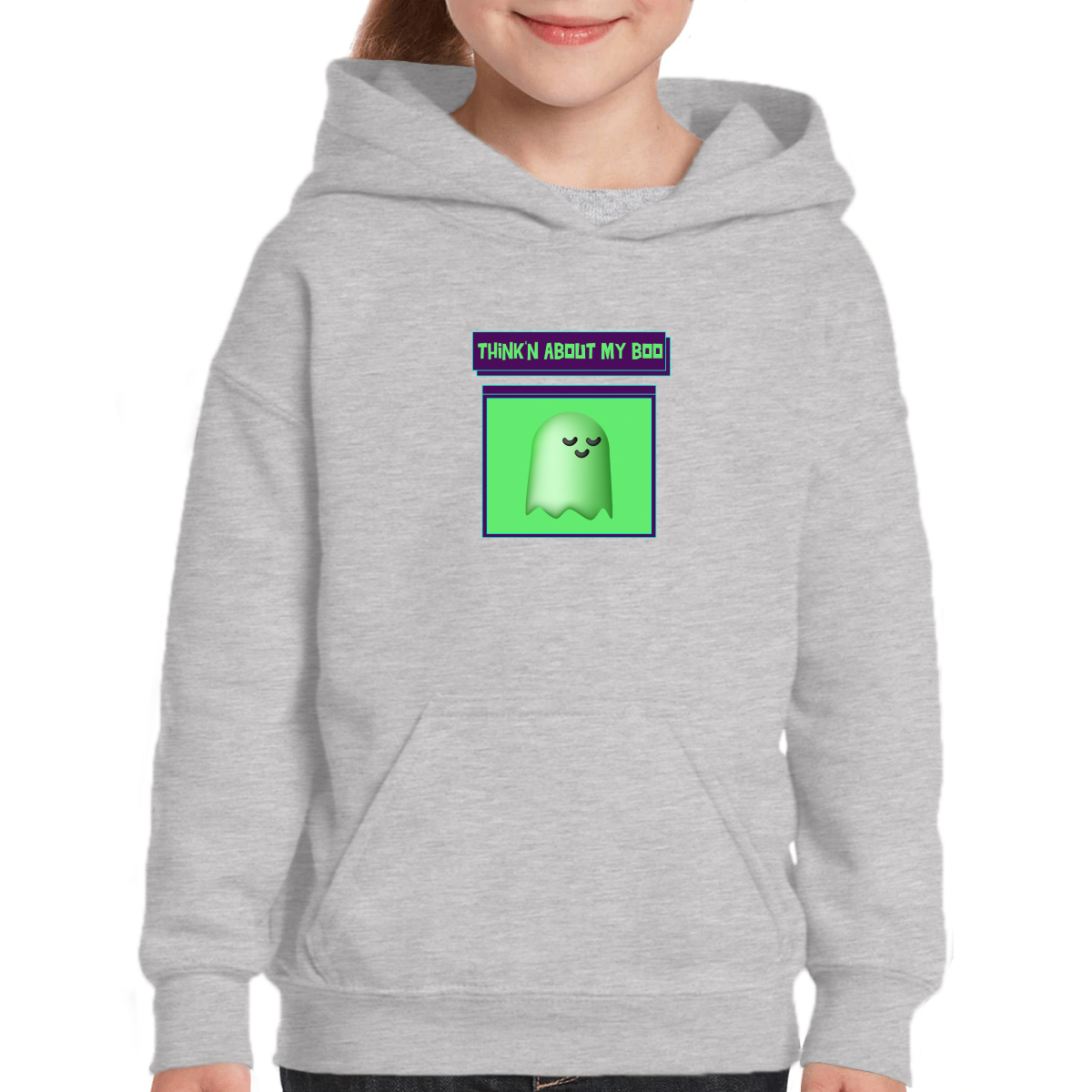 Think'n About My Boo Kids Hoodie | Gray