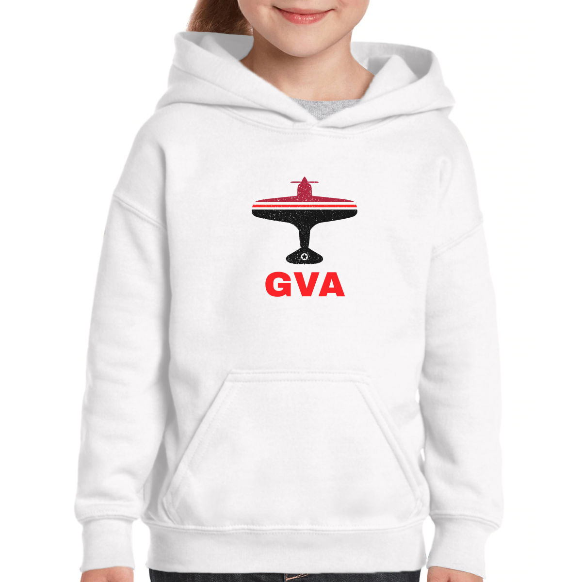 Fly Geneva GVA Airport Kids Hoodie | White
