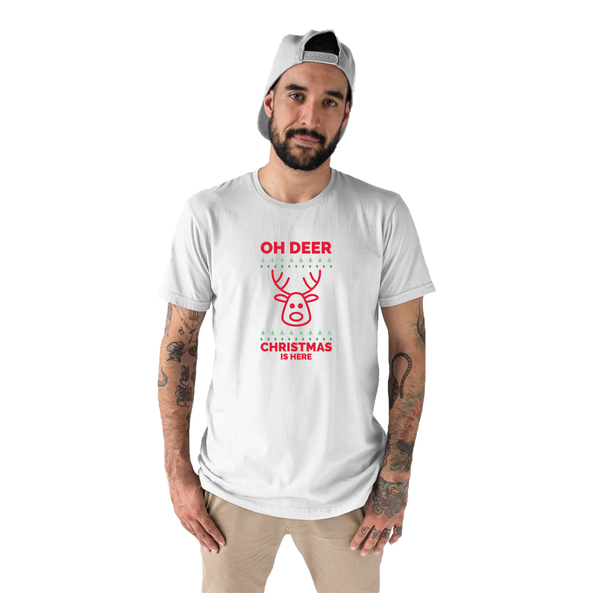 Oh Deer Christmas Is Here Men's T-shirt | White