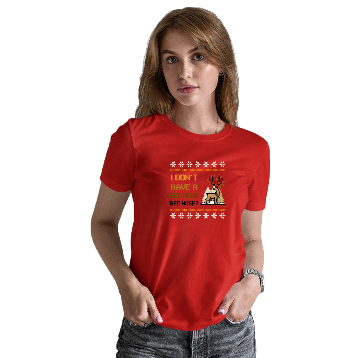 2021 Ugly Sweater Christmas Party Women's T-shirt | Red