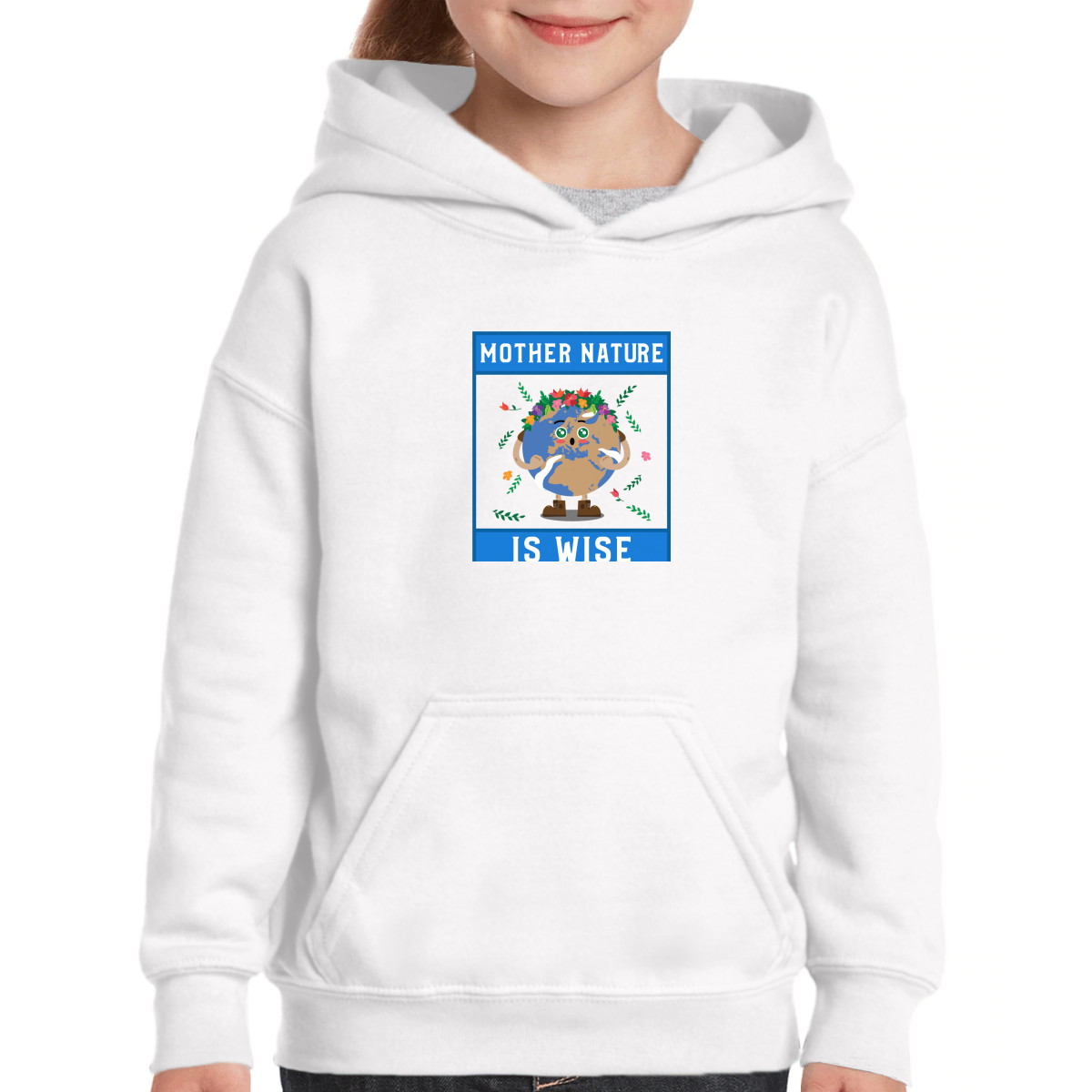 Mother Nature is Wise Kids Hoodie | White