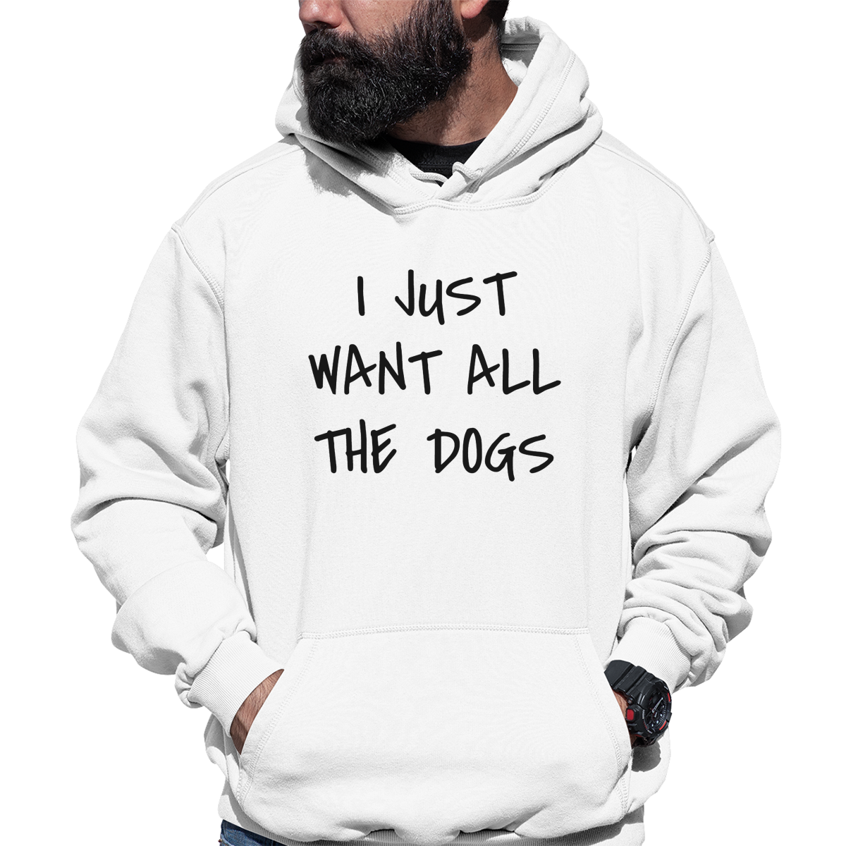 I Just Want All the Dogs Unisex Hoodie | White