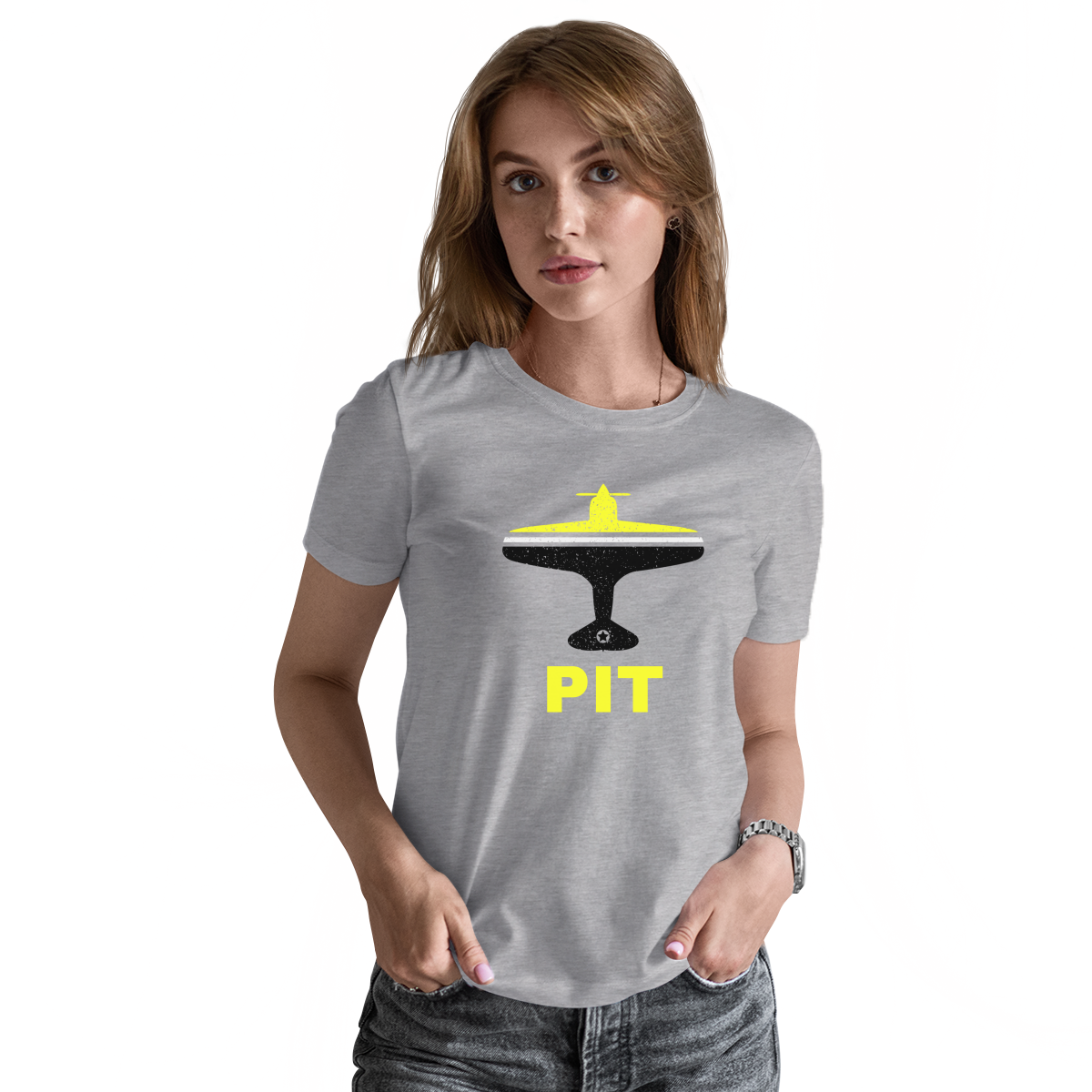 Fly Pittsburgh PIT Airport Women's T-shirt | Gray