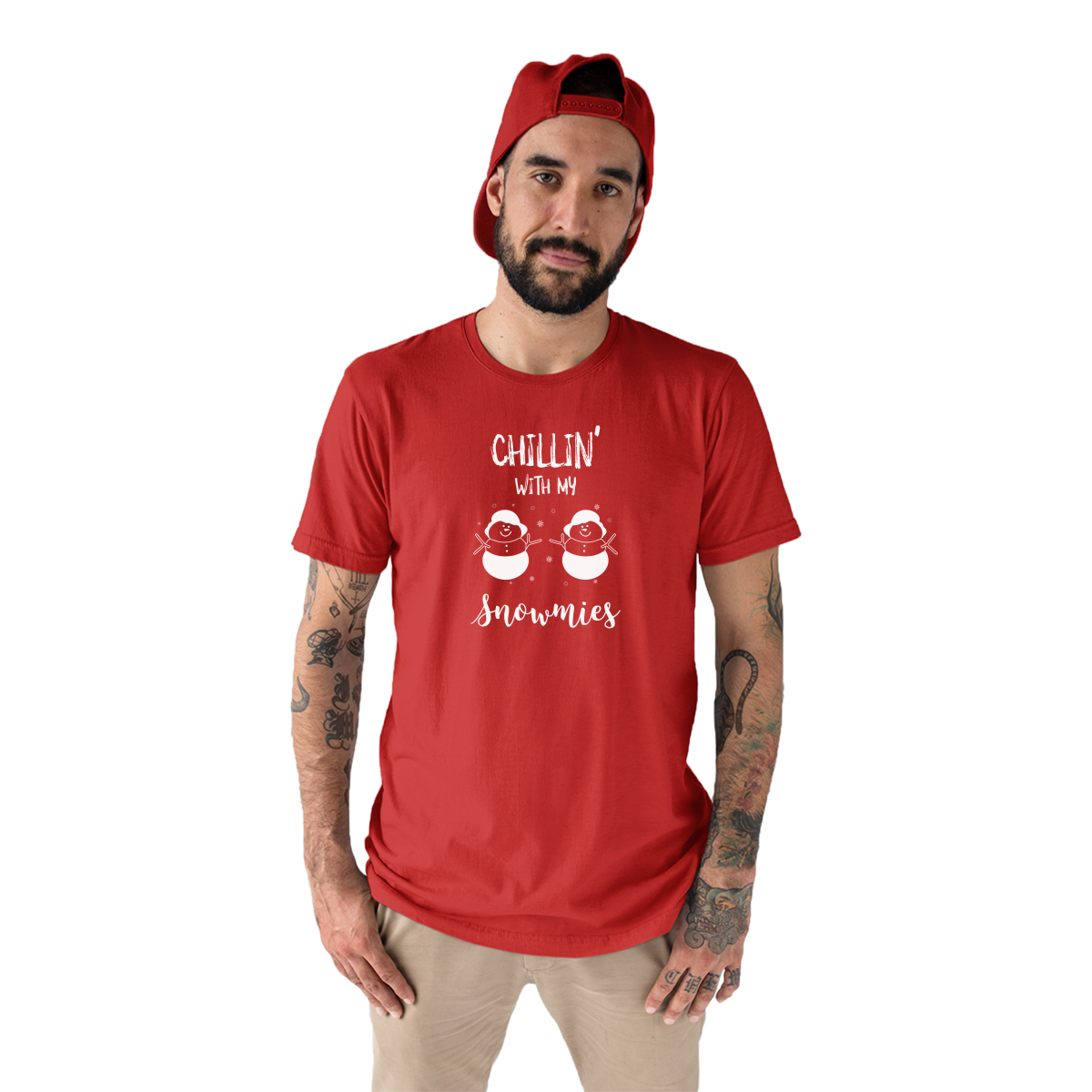 Chillin' With My Snowmies Men's T-shirt | Red