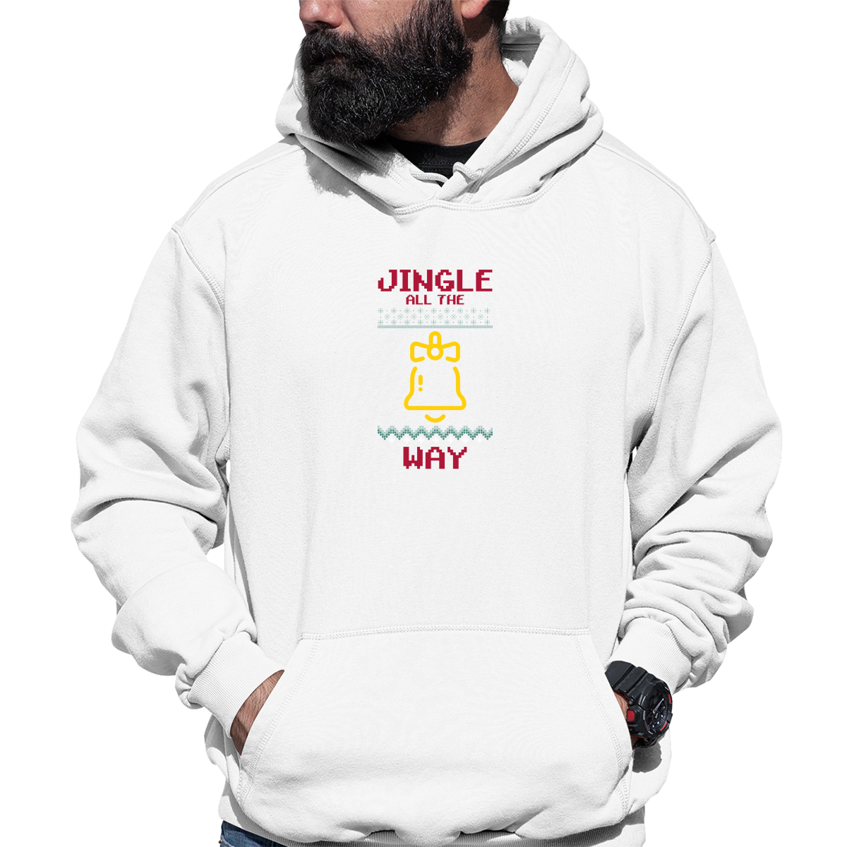 Jingle All the Way! Unisex Hoodie | White