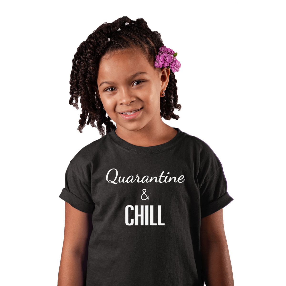 Quarantine And Chill  Kids T-shirt | Black