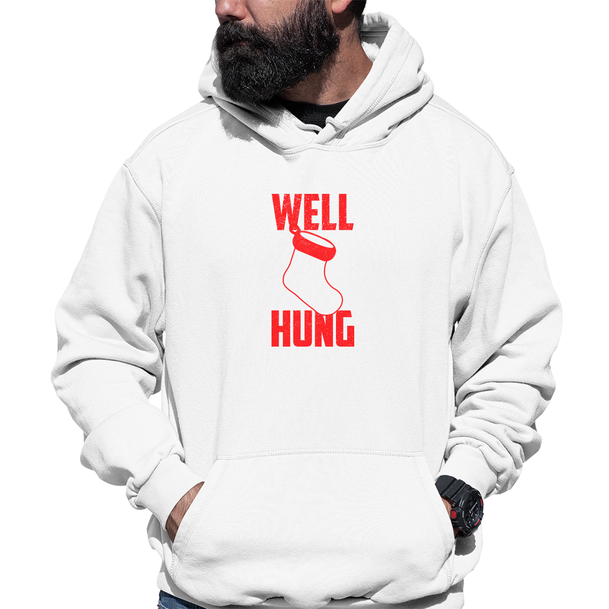 Well Hung Unisex Hoodie | White