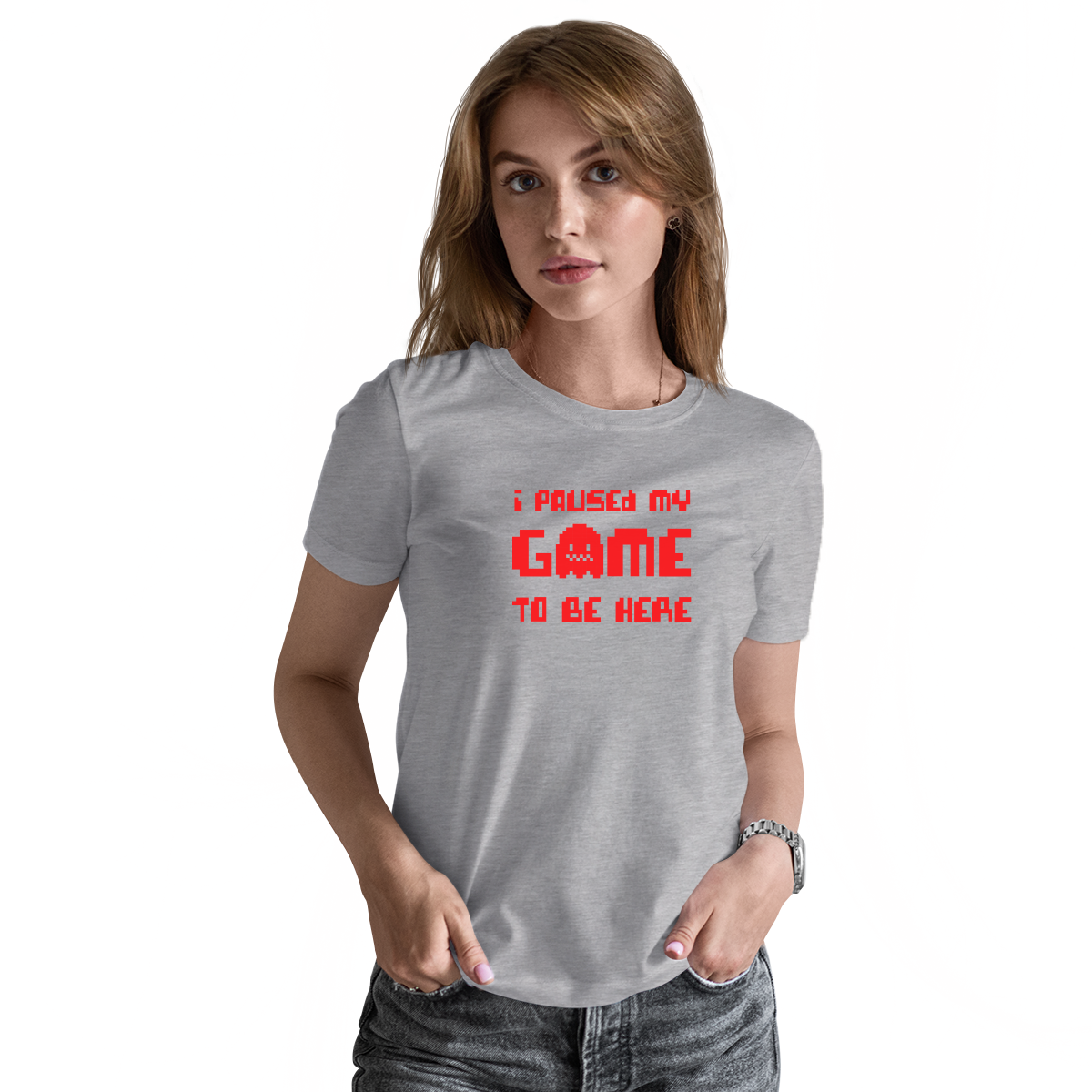 I Paused My Game To Be Here  Women's T-shirt | Gray