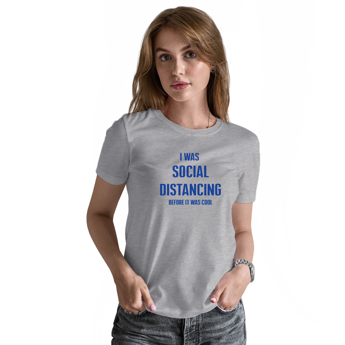 I was social distancing before it was cool Women's T-shirt | Gray