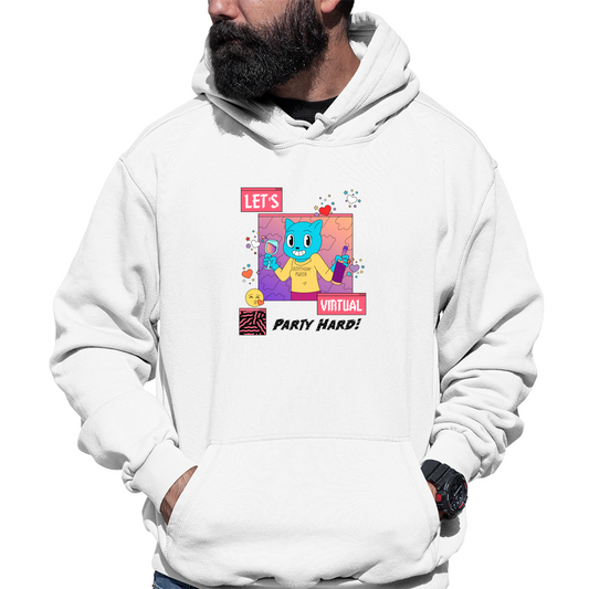 Happy Birthday Let's Virtual Party Unisex Hoodie | White