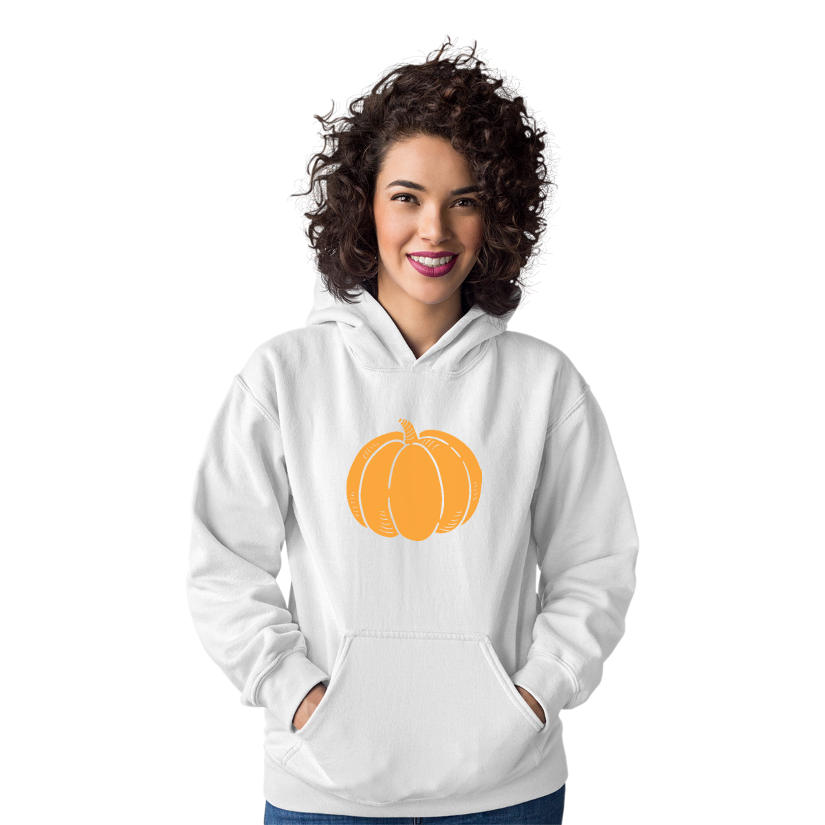 Pumpkin Pocket Unisex Hoodie | White