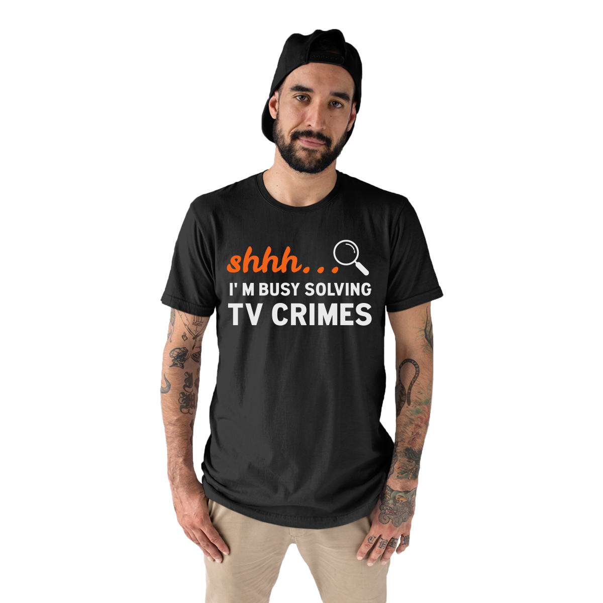 Shh I'm Busy Solving TV Crimes Men's T-shirt | Black
