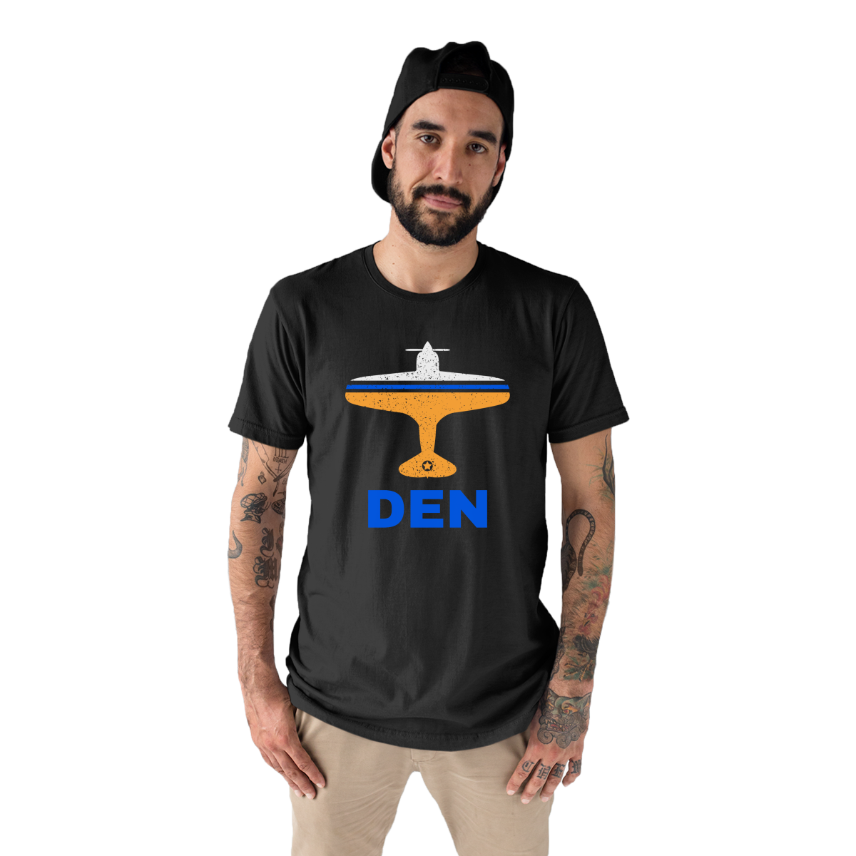 Fly Denver DEN Airport Men's T-shirt | Black