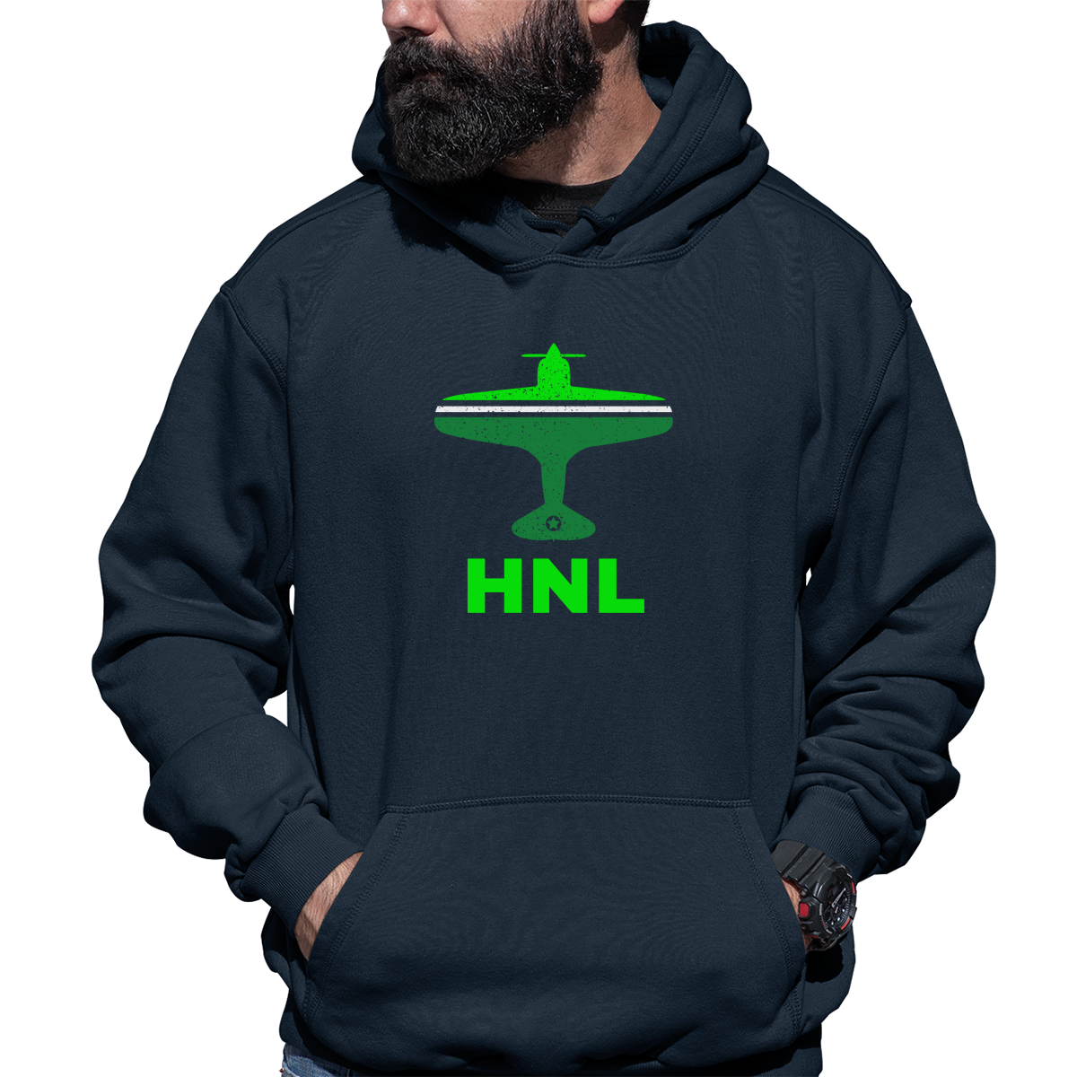 Fly Honolulu HNL Airport Unisex Hoodie | Navy