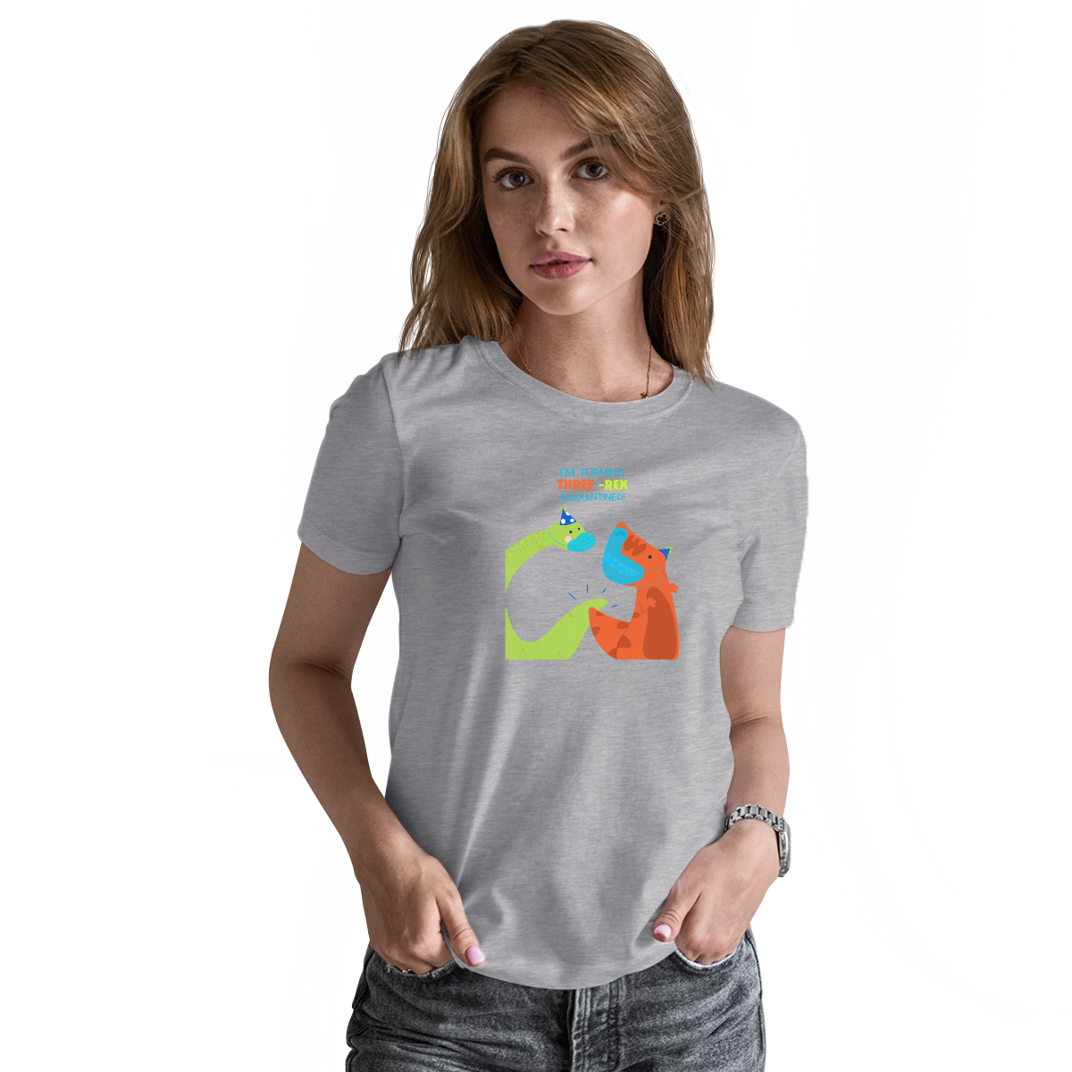 I'm turning three-rex quarantined Women's T-shirt | Gray