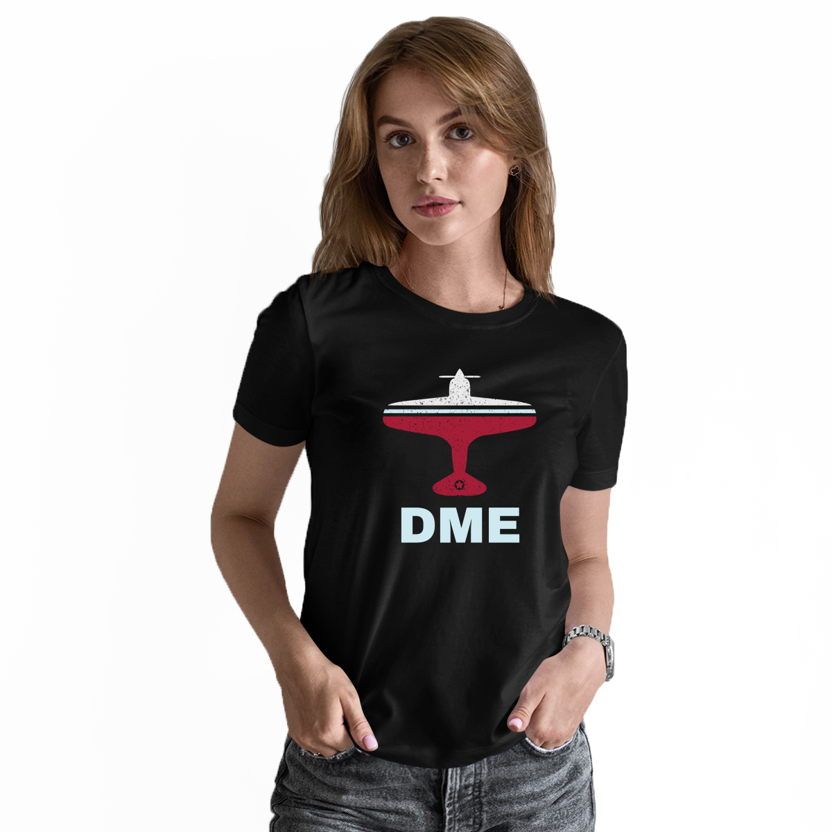 Fly Moscow DME Airport Women's T-shirt | Black