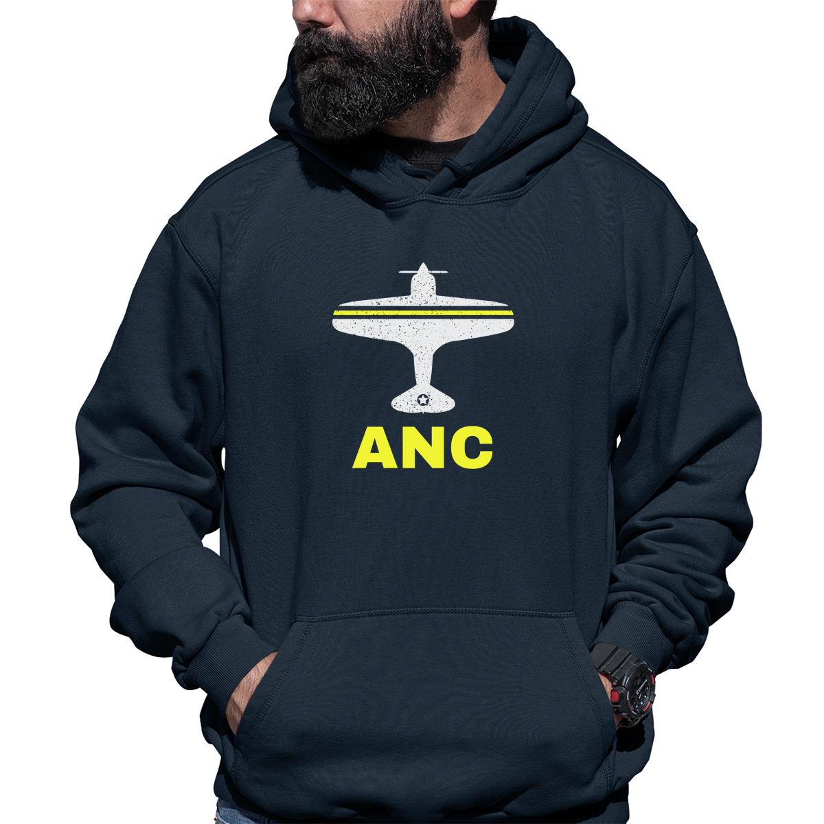 Fly Anchorage ANC Airport Unisex Hoodie | Navy