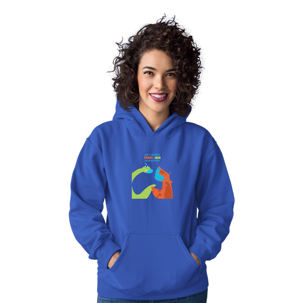 I'm turning three-rex quarantined Unisex Hoodie | Blue