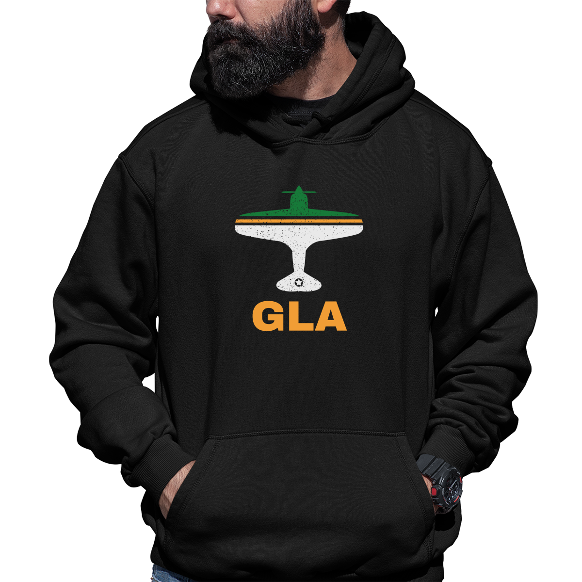 Fly Glasgow GLA Airport Unisex Hoodie | Black