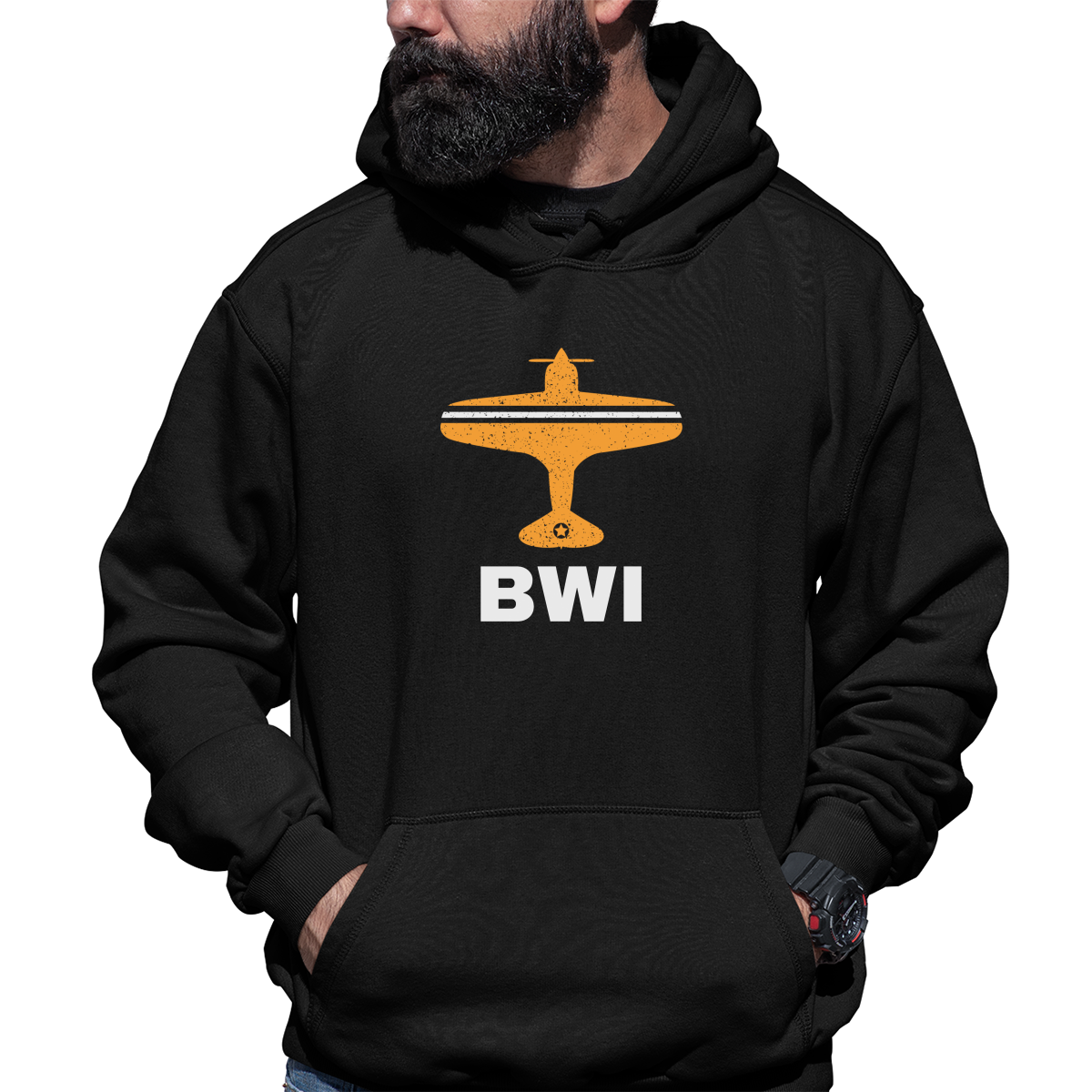 Fly Baltimore BWI Airport Unisex Hoodie | Black