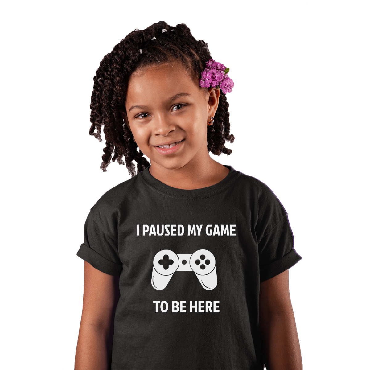 I Paused My Game To Be Here Kids T-shirt | Black
