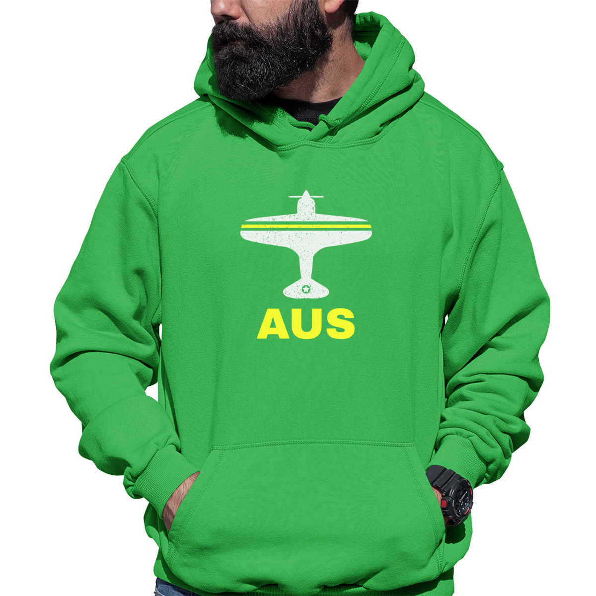 Fly Austin AUS Airport Unisex Hoodie | Green