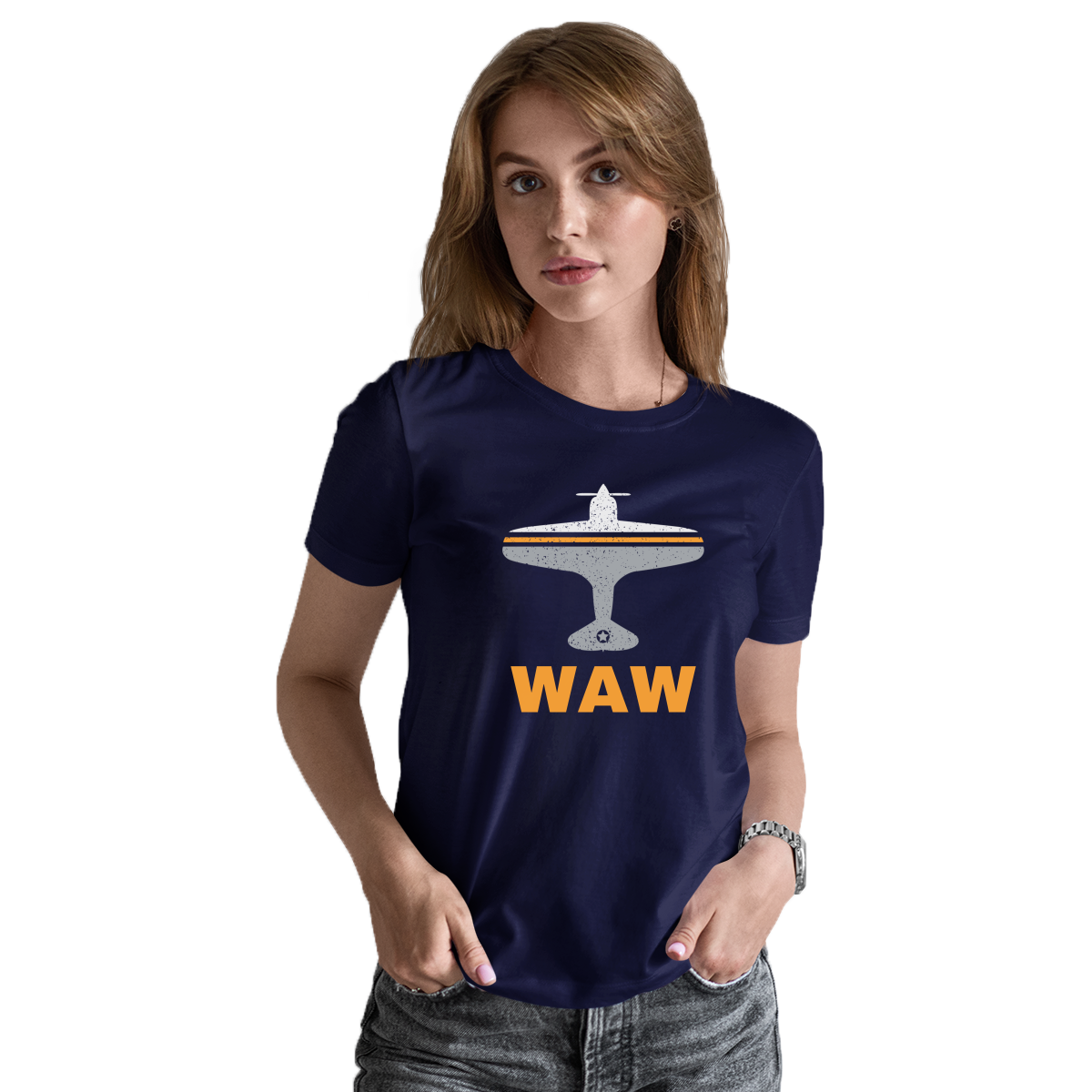 Fly Warsaw WAW Airport Women's T-shirt | Navy