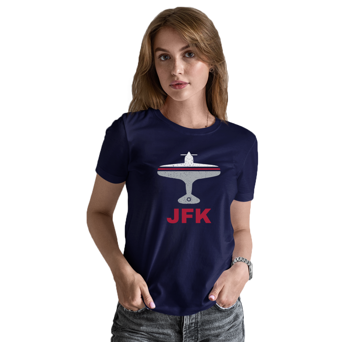 Fly New York JFK Airport Women's T-shirt | Navy