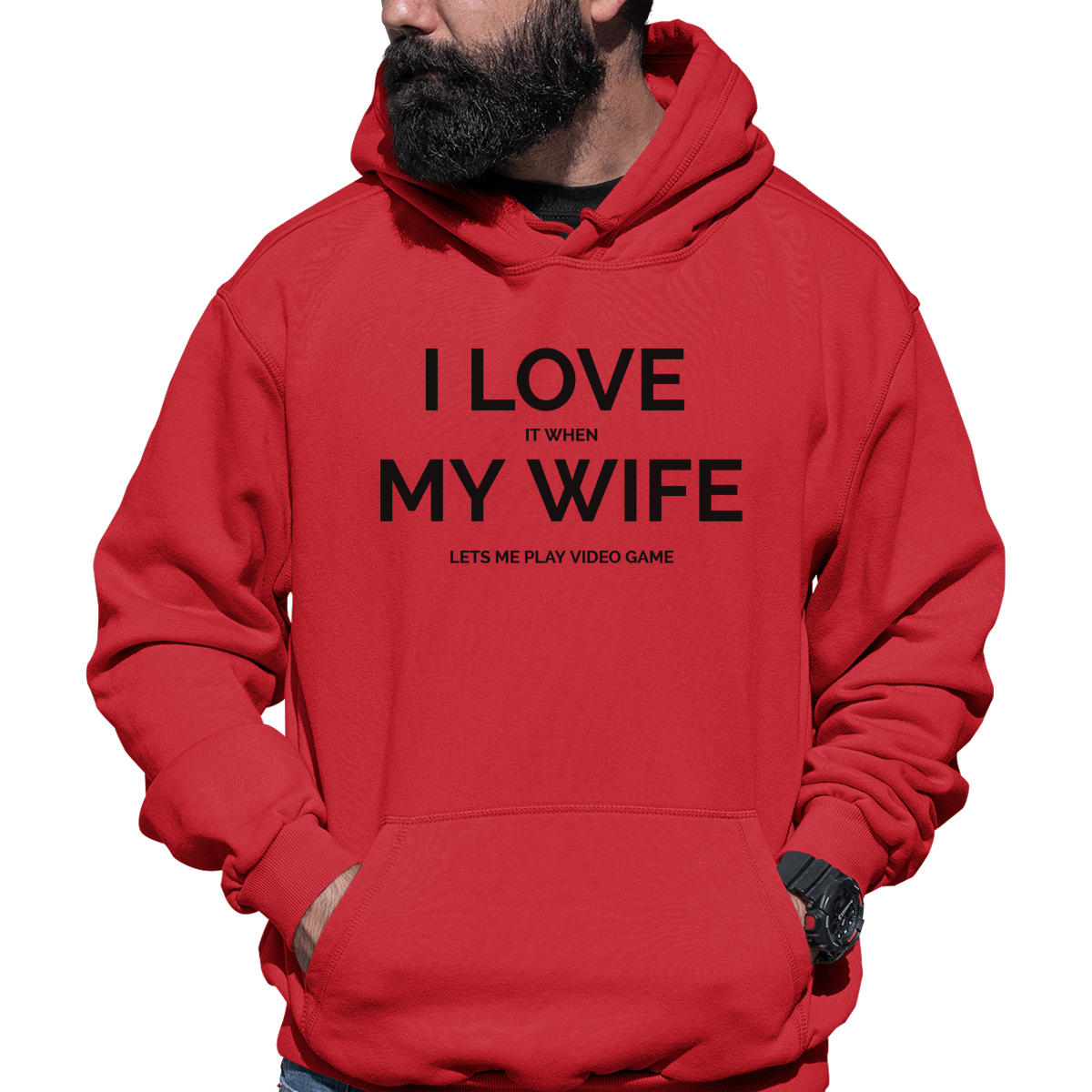 I Love it When My Wife Lets Me Play Video Games Unisex Hoodie | Red