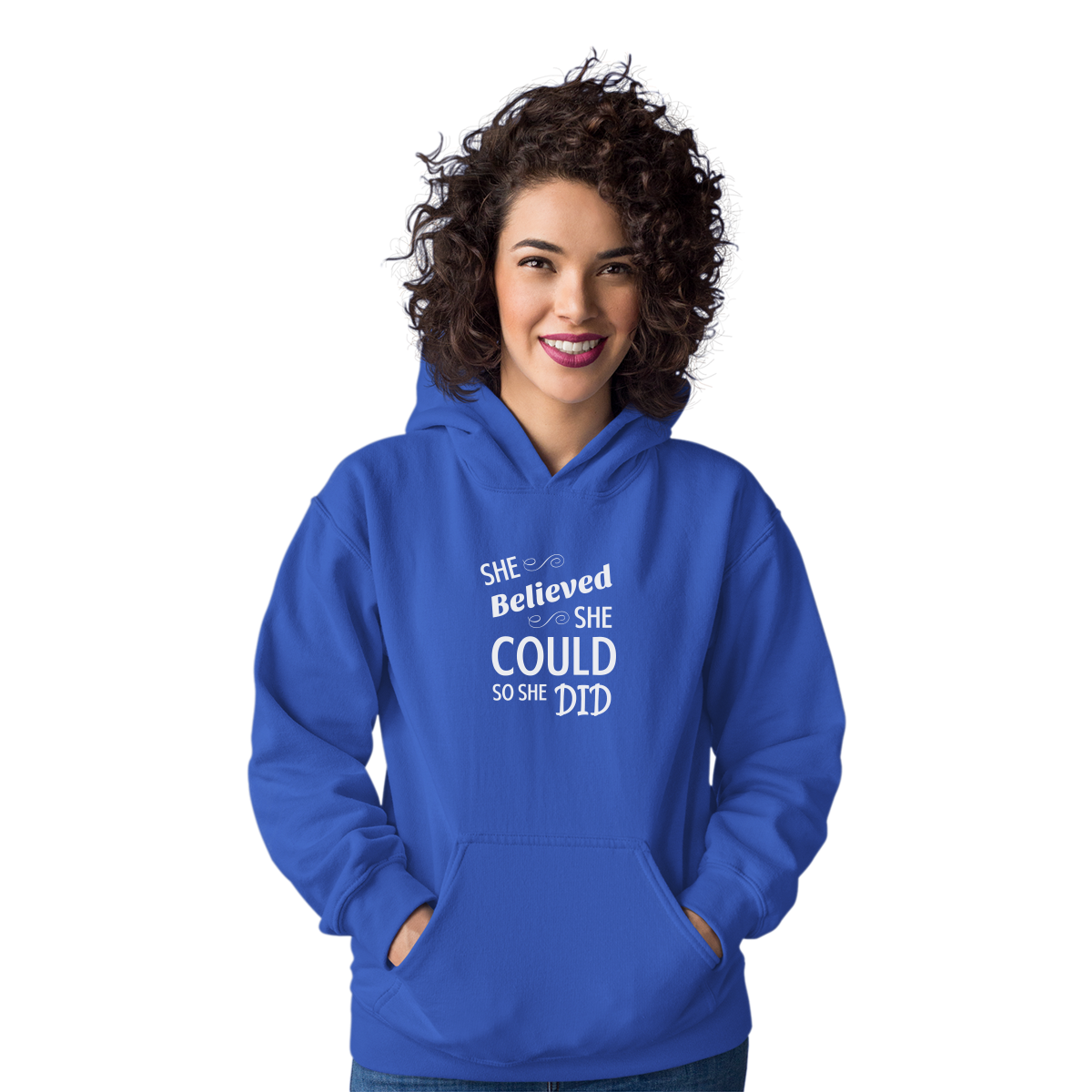 She Believed She Could So She Did  Unisex Hoodie | Blue