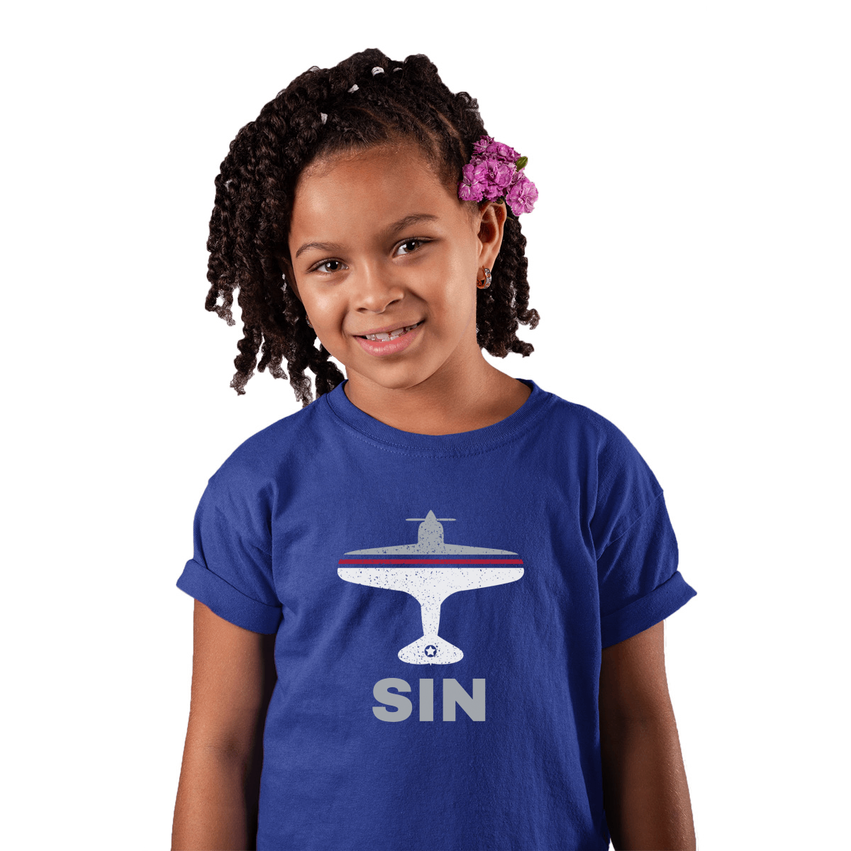 Fly Singapore SIN Airport Kids T-shirt | Blue