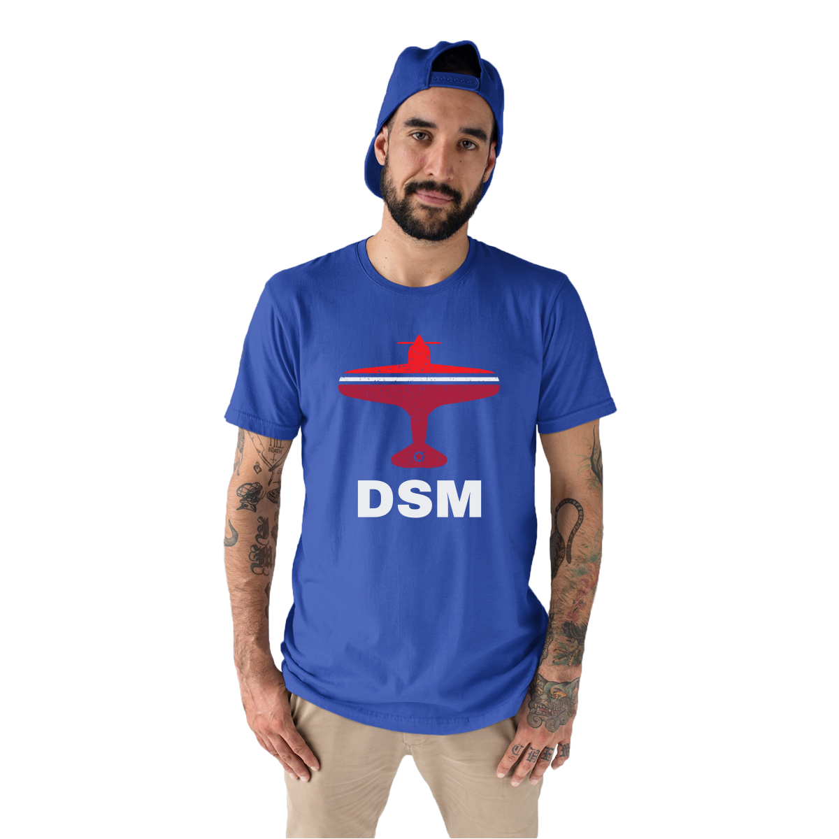 Fly Des Moines DSM Airport Men's T-shirt | Blue