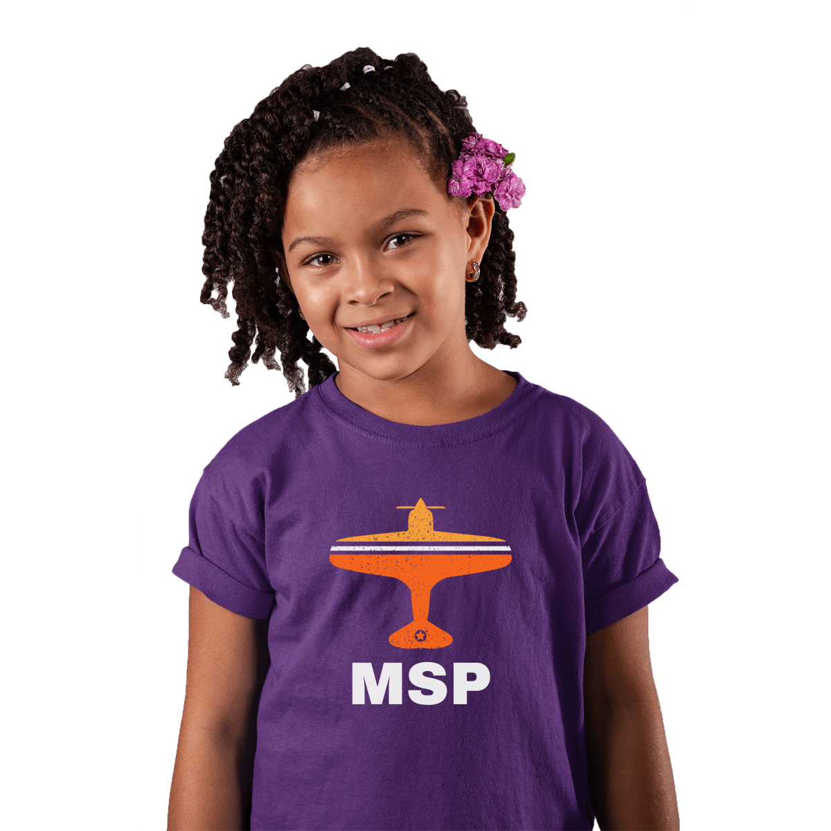 Fly Minneapolis MSP Airport Kids T-shirt | Purple