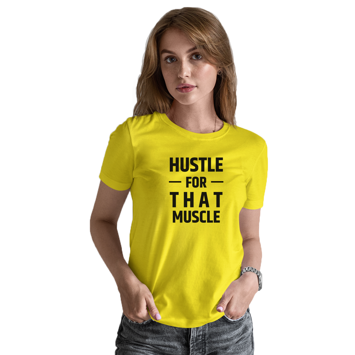 Hustle For That Muscle Women's T-shirt | Yellow