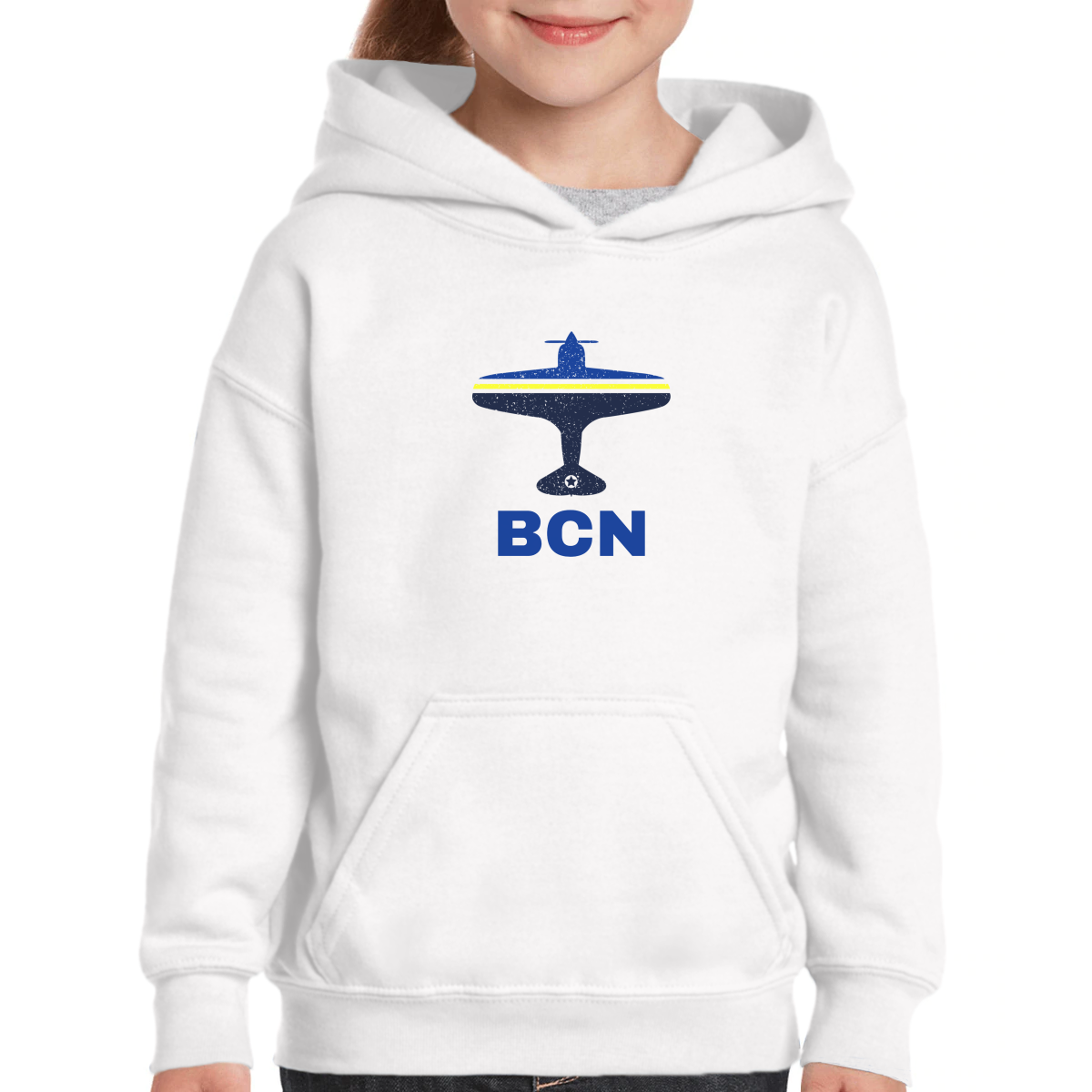 Fly Barcelona BCN Airport Kids Hoodie | White