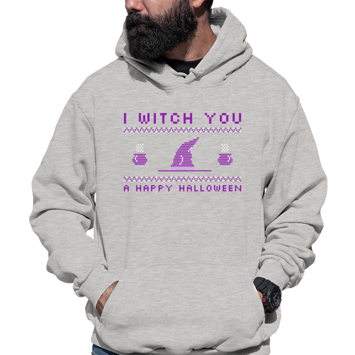 I Witch You a Happy Halloween Unisex Hoodie | Gray