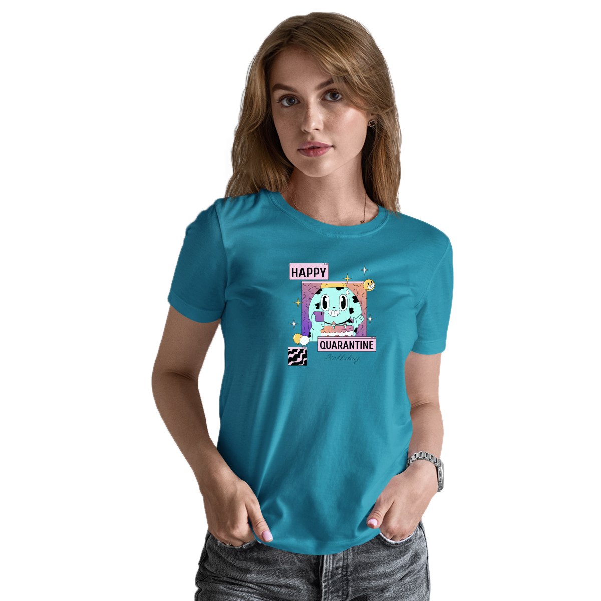 Happy Quarantine Birthday Women's T-shirt | Turquoise