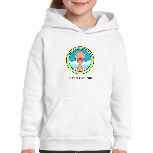 World UFO Day Kids Hoodie | White