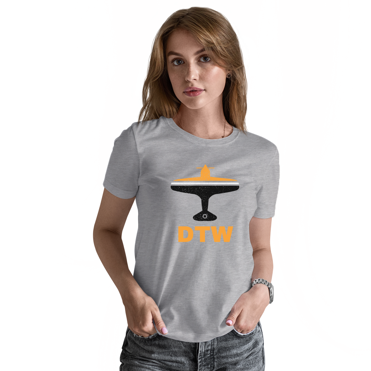 Fly Detrorit DTW Airport Women's T-shirt | Gray