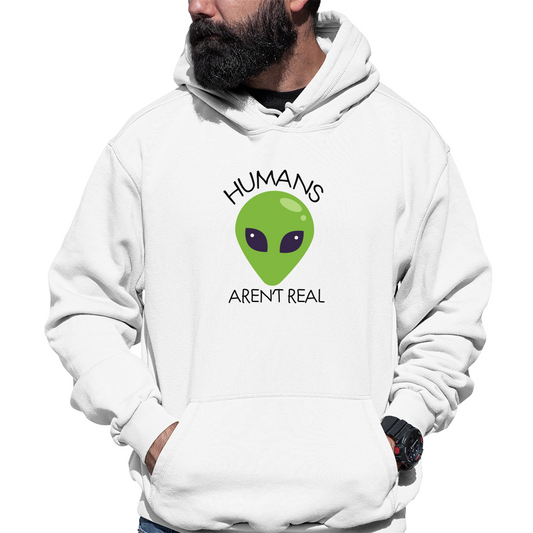 Humans Aren't Real Unisex Hoodie | White