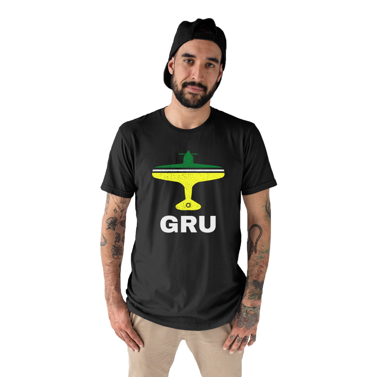 Fly Sao Paulo GRU Airport Men's T-shirt | Black