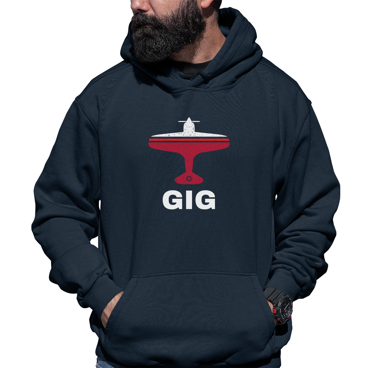 Fly Rio de Janerio GIG Airport Unisex Hoodie | Navy