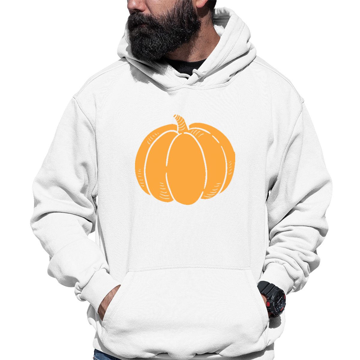Pumpkin Pocket Unisex Hoodie | White