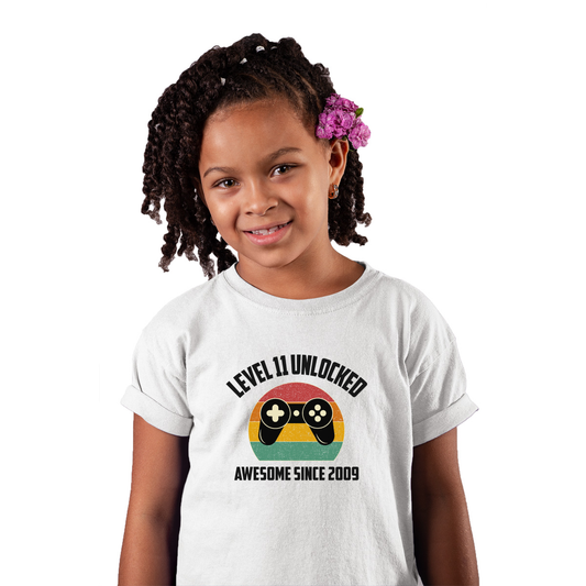 LEVEL 11 UNLOCKED Kids T-shirt | White