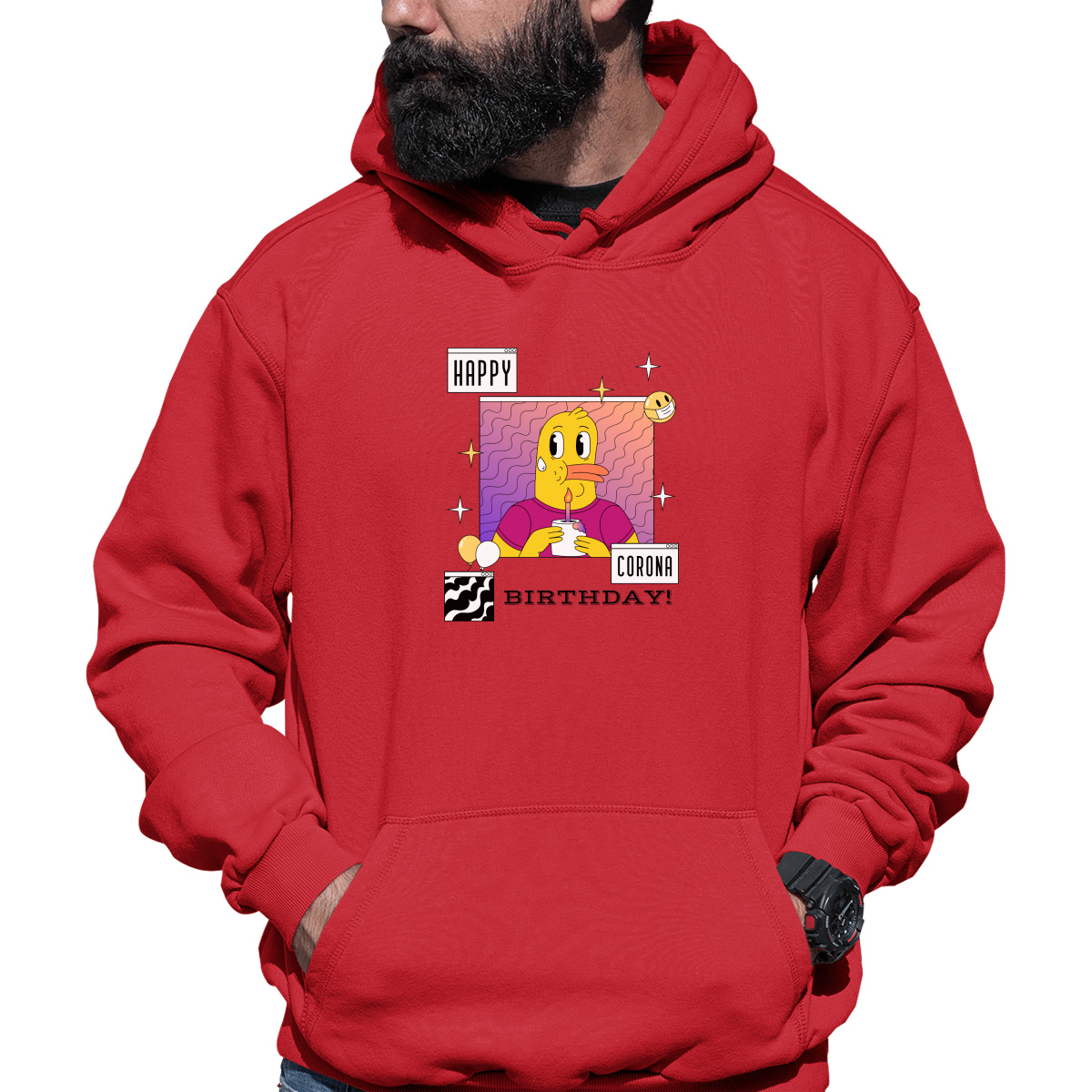 Happy Corona Birthday Unisex Hoodie | Red