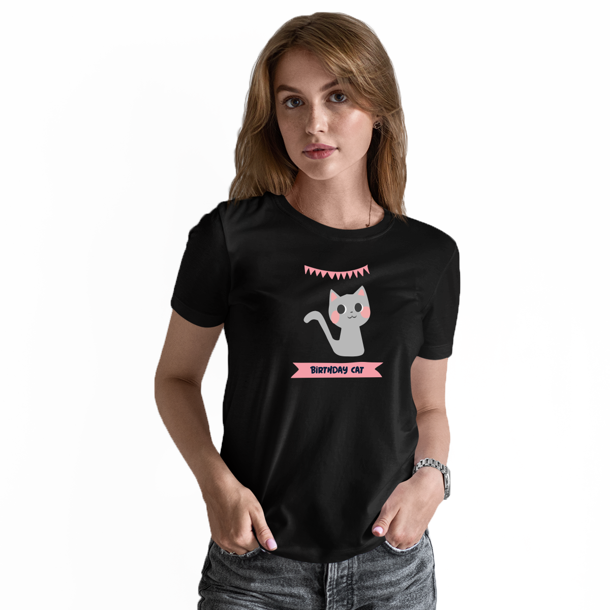 Birthday Cat Women's T-shirt | Black