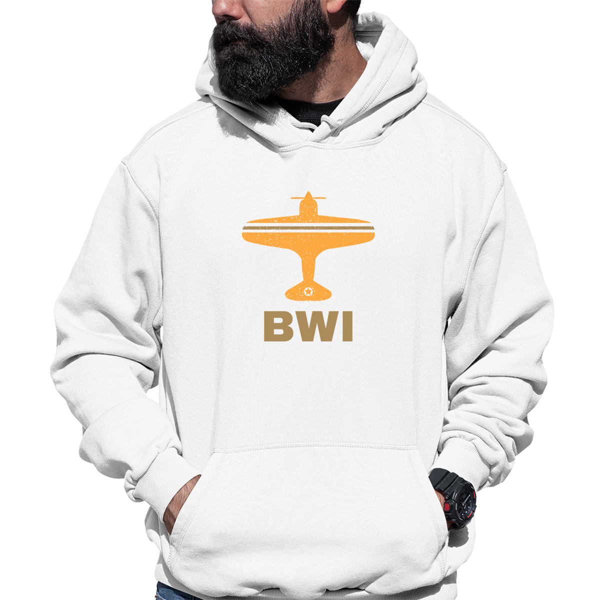 Fly Baltimore BWI Airport Unisex Hoodie | White