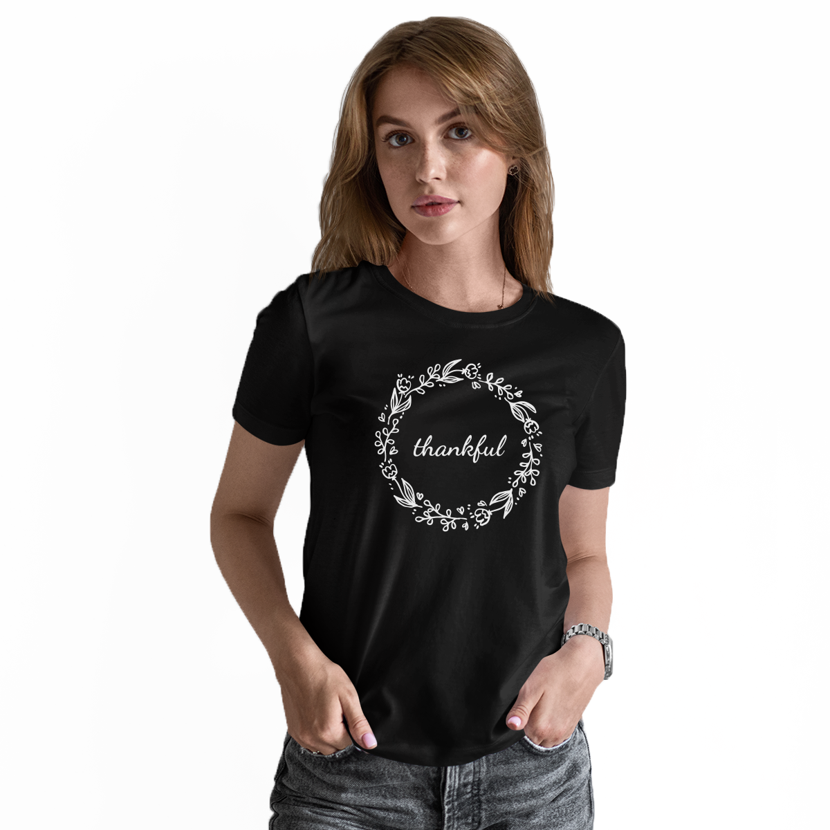 Thankful Women's T-shirt | Black